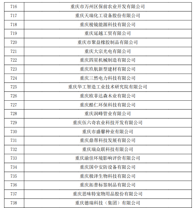 重慶市認(rèn)定機(jī)構(gòu)2023年認(rèn)定報備的第二批高新技術(shù)企業(yè)備案公示名單1