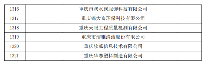 重慶市認(rèn)定機(jī)構(gòu)2023年認(rèn)定報備的第二批高新技術(shù)企業(yè)備案公示名單2