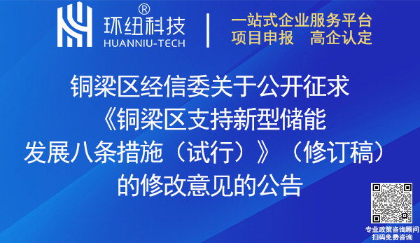 銅梁區(qū)支持新型儲能發(fā)展八條措施(試行)