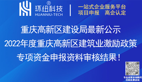 重慶高新區(qū)建筑業(yè)專項資金申報資料審核結(jié)果